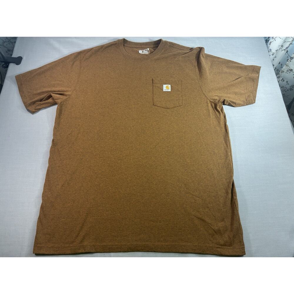 Carhartt Pocket T Shirt Mens 2XL Tall Brown Loose Fit Workwear Tee